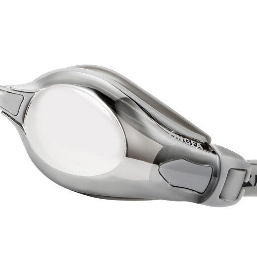 Gafas de natación galvanizadas YINGFA, impermeables y antivaho, revestimiento brillante, equipadas con tapones para los oídos con agente antivaho, montura grande clásica y cómoda Y2800M, revestimiento gris (con agente antivaho + tapones para los oídos)