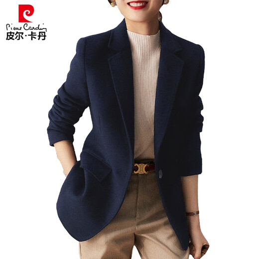 Pierre Cardin Wollanzug Jacke für Frauen im Herbst und Winter verdickte Baumwolltemperament Professionelle Freizeit-Wollanzug Top [einteilige Baumwolle] 6187 Schwarzer Anzug + abnehmbare S (85-95jin [Jin Equals Equals Equals]))