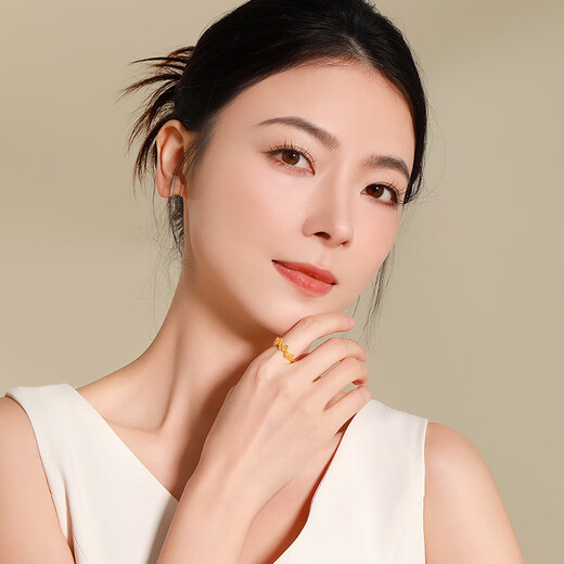 Mengjinyuan gold ring for women, butterfly pure gold index finger ring, live ring, birthday gift for girlfriend, about 3.08g
