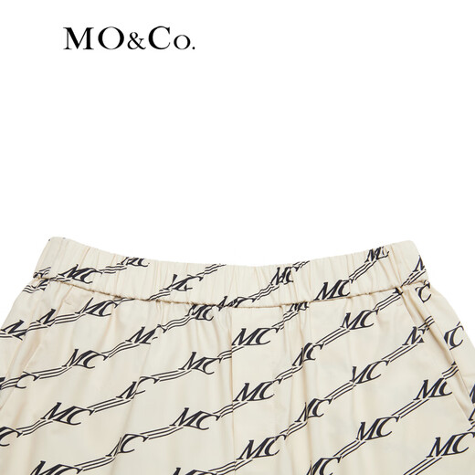 MO&Co.Sporty style retro MC presbyopic high-waisted loose shorts casual pants for women Moanke black lettering on coffee bottom S 160