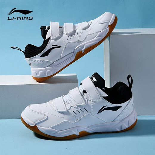 Li Ning 2025 New Product Almighty King Flying 3 JR Big Children's Wear-Resistant and Comfortable Badminton Training Shoes Children's Badminton Training Shoes Standard White 34 (210mm)