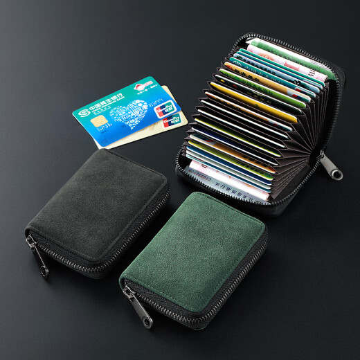 Jun Kiss Card Sac Moss-cartes multi-cartes de grande capacité Anti-démagnétisation Certificat multi-fonction du pack de portefeuille Certificat de cartes de cartes de cartes Certificat de fermeture à glissière [11 positions de carte] Brusque anti-Theft gris / anti-démagnétisation