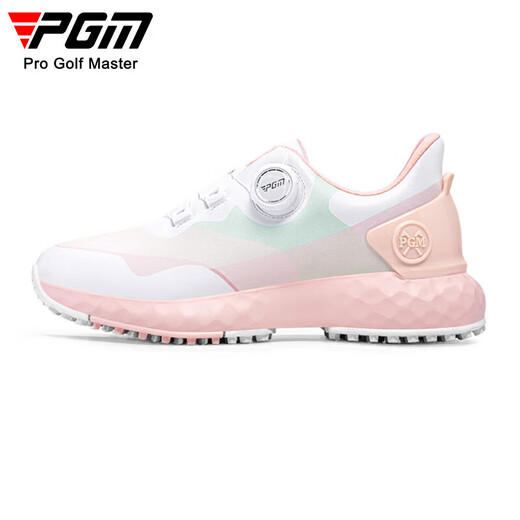 PGM golf women's waterproof shoes knob lace sneakers anti-slip spikes golf shoes white pink size 38