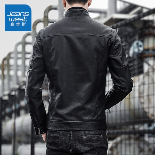 Jeanswest leather jacket men's 2025 autumn and winter new Korean style trendy stand-up collar workwear leather jacket men's motorcycle wear PU jacket A107-1-609A Coffee L