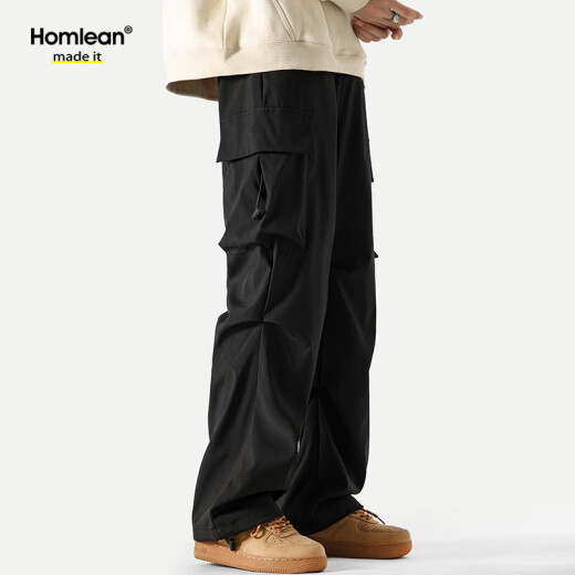 Pantalones de trabajo de paracaidismo funcional americano de homlean Nicho suelto de primavera y verano Nicho de senderismo informal S6603 Negro 3xl