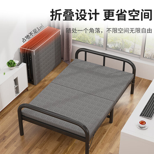 Klappbett für Haus Mittagspause ein Bett Büro Nickerchen Campbett Verstärktes Eisenregalbett Einfache Begleitbett verdickte runde Röhrchen-Schwarz-Rack 100 cm