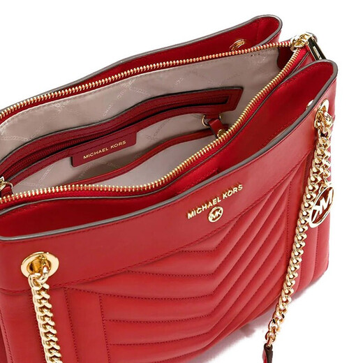 Michael Kors Mike Coles MK Frauenbeutel Schaffell -Kette Einzelschulter -Tasche 30H9GUSL2T 683 rot