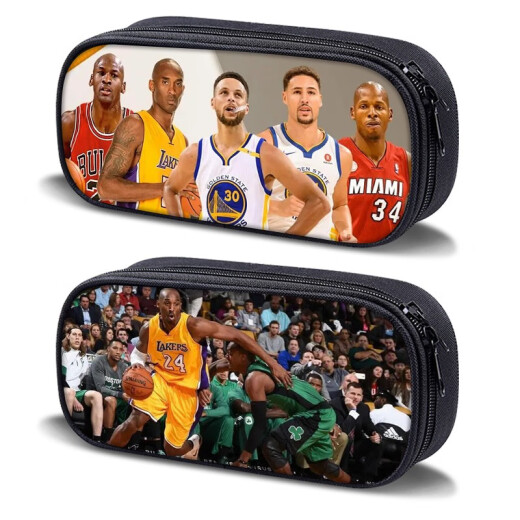 Basketball NBA large-capacity pencil bag junior high school students simple elementary school students pencil bag star Kobe pencil case creative trend multi-function boy zipper canvas pencil case children cool Lai Picture customization three-layer large-capacity canvas pencil bag - waterproof - scratch-proof - no color loss