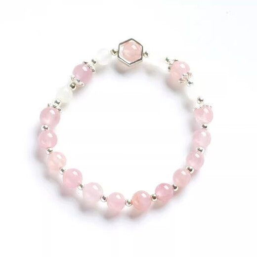 BOSFRU high-end pink quartz crystal bracelet for girls, Hetian jade small fresh, simple, sweet and cute style, gift-giving thin chain customization, suitable for clean hands with a circumference of 14cm