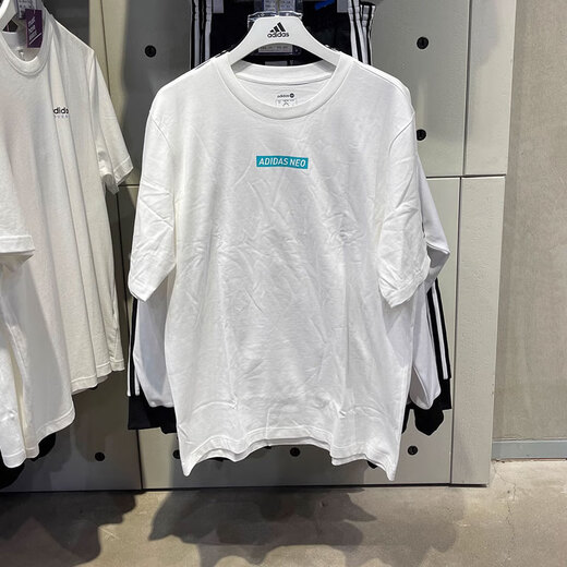 阿迪达斯 （adidas）Neo短袖T恤男士夏季运动服时尚印花休闲圆领半袖衫上衣 HC9717白色 L