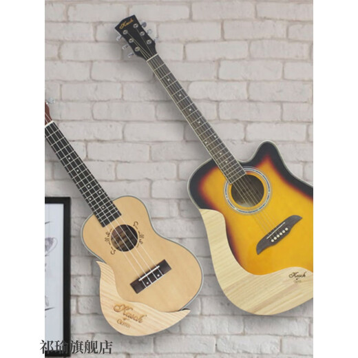 
Jingga electric guitar stand on the wall Guitar stand ukulele stand solid wood without punching wall decoration for oblique stand guitar [34-39] right style