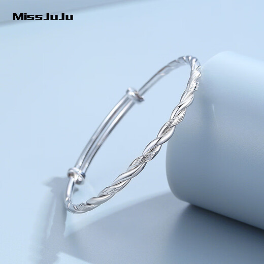 Miss JuJu platinum bracelet for women pt950 platinum Möbius strip push-pull bracelet, weight 24.75 grams, push-pull adjustable