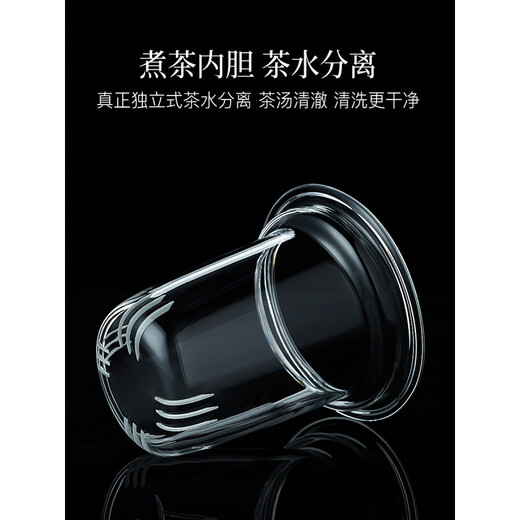 Xinjingren teapot glass tea water separation household thickened high borosilicate teapot small boiling water with filter inner tank handmade Yaxuan teapot-smooth surface small (500 ml)