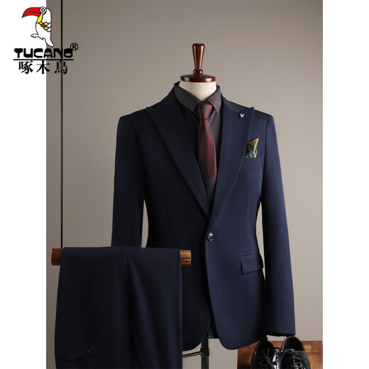 Woodpecker (TUCANO) suit men's suit slim Korean style professional suit suit men's business formal sense groom's wedding clothing dark gray (suit + trousers) XL/52