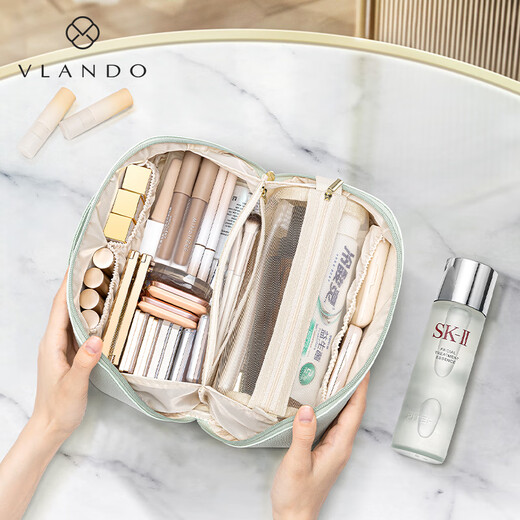 VLANDO Birthday Gift Cosmetic Bag Large Capacity Portable Cosmetic Storage Bag Washing Bag Simple-Lilac Purple