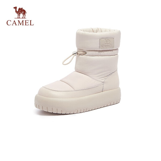 骆驼（CAMEL）冬季新款中筒雪地靴厚底加绒加厚舒适棉鞋保暖靴女 L23W577074米色 38