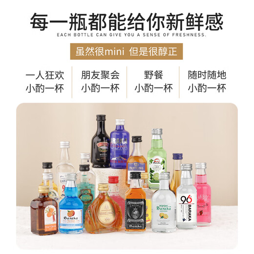 Baraka Convenience Store Little Wine Mixing Base Wine Set Mini Edition Spirituosen ausländischer Wein Wodka Whisky Likör Likör kleine Flaschenwein [Micro-Turn-Büro] 50 ml*10 Flaschen