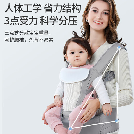 Aibaoxi Baby Carrier Waist Stool Front Embrace Horizontal Embrace Multifunctional Four Seasons Breathable Thin Removable Dream Gray M395