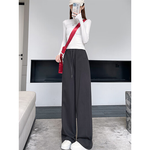 
Cotton-made velvet thickened slim and narrow version sports pants for women in autumn and winter new high-waist loose straight-leg casual pants for women. 844 black small person [30.5] S 85-100Jin [Jin equals 0.5 kg]