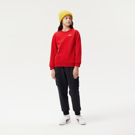 ASICS children's clothing autumn sports velvet warm sweatshirt soft, stylish and versatile 2024 autumn and winter new style 334241213080