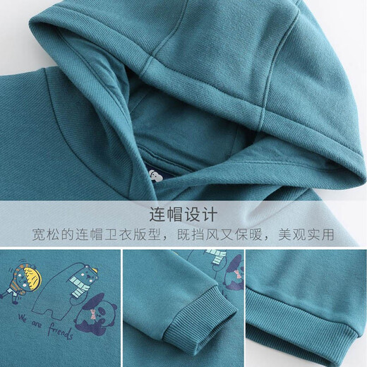 Liady Room Kinderbekleidung Jungen und Mädchen Kapuze -Sweatshirt Cartoon Buntes Fleece Top Winter Dunkelblau 120 cm/6 Jahre alt