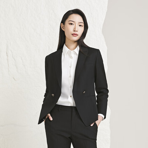 Youngor (YOUNGOR) suit jacket for women, one-button wool blended suit for women, heroic appearance, showing off taste, same style as the mall, black L 170/92A