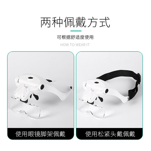 
SunFire (SunFire) high-powered glasses USB charging magnifier with LED lights for elderly people to read books with high-definition 30 engraving USB headset 9882B1