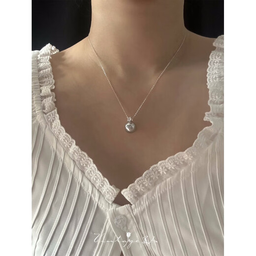 Fat Donglai Quality Deep Sea Tears Pearl Pendant French Classic Style Versatile Silver Princess Milk White 10mm-Necklace