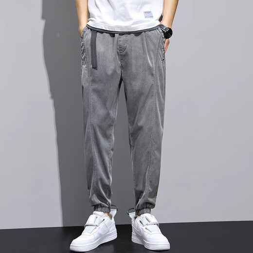 Jeep Spirit Jeep Jeep Herren Eisseide Sommer Dünne Loose Foot Trendy Marke Harem Hosen Tennis Mode lässig neun Punkte dunkelgrau L (105-120jin [Jin gleich 0,5 kg])