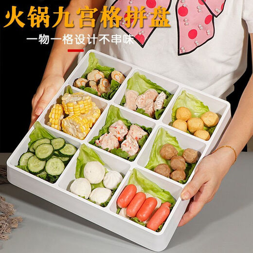 Danube mengmemide à quatre grilles plateau à six grilles imitation porcelaine neuf grille assiette commerciale en plastique commercial bullette de snack bilack blifère b à neuf blanc + petite assiette
