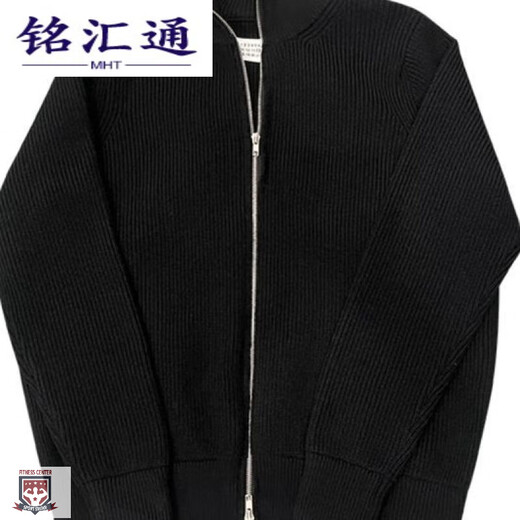 铭汇通MARGIELA风格 高领拉链马吉拉保暖羊毛开衫毛衣外套男女MM6针织衫 黑色 L