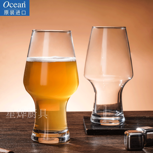Ouxin imported glass large capacity draft beer cup IPA creative craft beer cup water cup beverage cup 2 beer cups 565ml