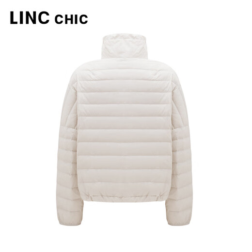 Jin Yujie Spring and Autumn Lightweight Down Jacket Women's Short Loose Stand Collar Light Warm Simple Jacket Y23301016 High Street Gray White XS Suitable for 120Jin Jin equal to 0.5kg or less