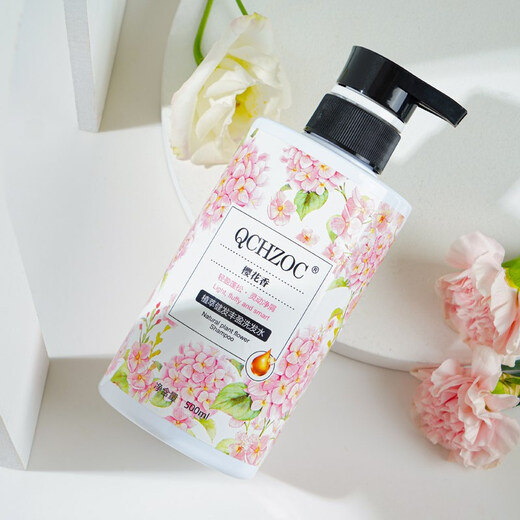 Extracto de planta de fragancia de la flor de cerezo QCHZOC, gimazos del cabello, suavidad y champú nutritivo, fuerte champú hidratante de raíz 500ml