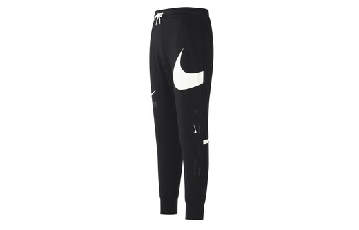 Nike (NIKE) broken hook large logo lace-up college style breathable lace-up mid-waist leg knitted sweatpants men's black black S