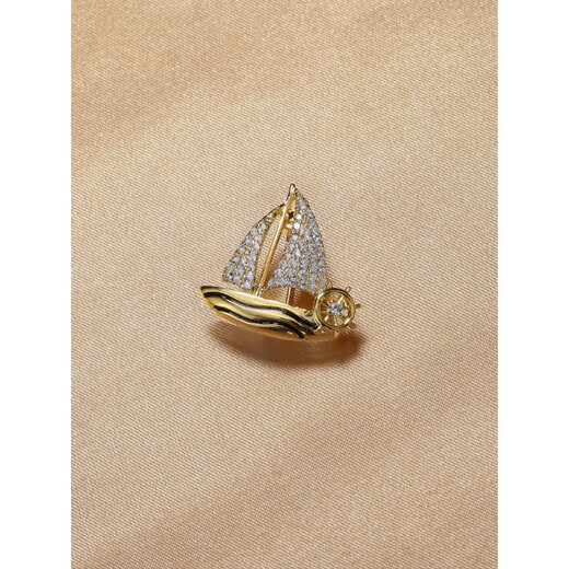 WOUG smooth sailing brooch men's high-end suit corsage brooch business lapel pin retro navy style gold one