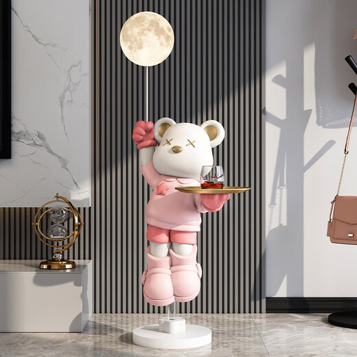 Chenyu Light Luxury Violent Bear Living Room Large Floor-standing Decoration TV Cabinet Next to Sofa Home Decorations Move-in New Home Gift Height 133cm Violent Bear Pink
