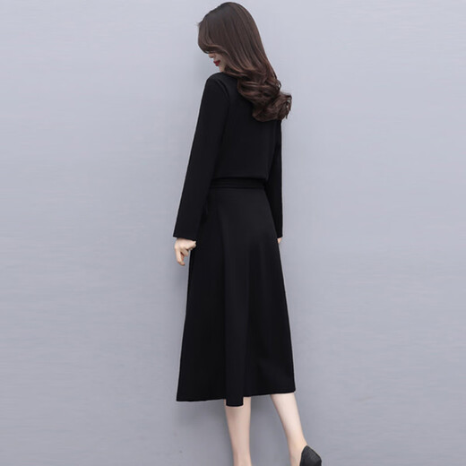 Chu Xin 2025 spring and autumn new women's fashionable temperament slim and slim women's long-sleeved dress bottoming skirt coffee color M (90-118Jin Jin equals 0.5 kg)
