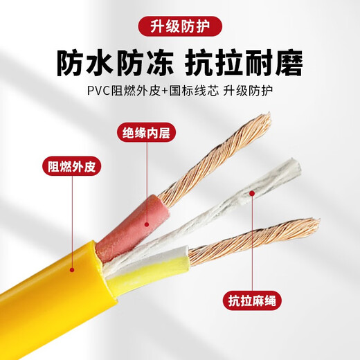 
XMSJ national standard wire soft wire 2 core flame retardant sheath wire 15254 square antifreeze power cable 50100 meters 200-2 points 5 square 2 core send plug socket