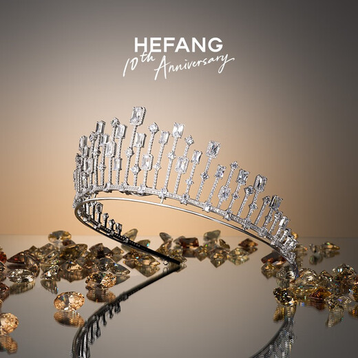 HEFANG He Fang Jewelry Sparkling Sugar Cube Crown Elegant Ladies Light Luxury High-end Birthday Gift for Girlfriend Silver (Customized products do not support returns or exchanges)