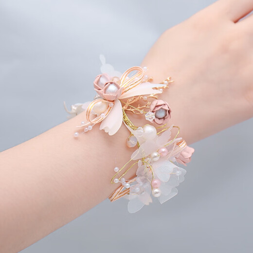 ZBJP bridal wrist garland jewelry hand-woven flowers butterfly sisters bridesmaids hand flowers wedding accessories SH006H red