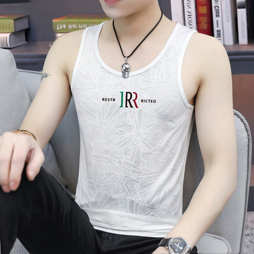 Ao Hu summer ice silk new men's sleeveless bottoming vest vest slim fit sports upper body with base and quick drying and breathable [single-piece] dark gray 4XL [160-175Jin [Jin equals 0.5 kg]]