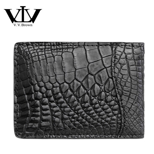 VTV V.V.Brown Visitenkarte Clip Visitenkarte Box Crocodile Lederbox Herrenkartenkoffer Kurzer Zertifikat Schwarz