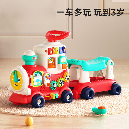 Huile Little Train can take a person in infants and young children, one-year-old baby, child toy, 1-3 years old birthday gift 0 Boy Girls, Smart Fun Multifunction, Learn Early Teaching Slider 4-in-1 newborn, 9 to 10 skate