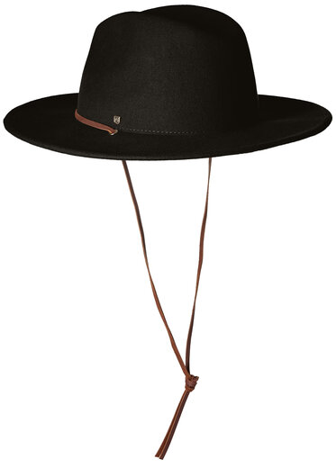 BRIXTON Men's Wool Felt Wide Brim Fedora Hat Adjustable All-Season Outdoor Leisure Black Medium