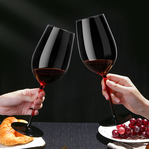 Sushi Cerámica Cristal Copa de cristal Vino tinto Class Regalo de regalo para el vino para el rato 756 ml Rojo + Negro 2 Simple Set