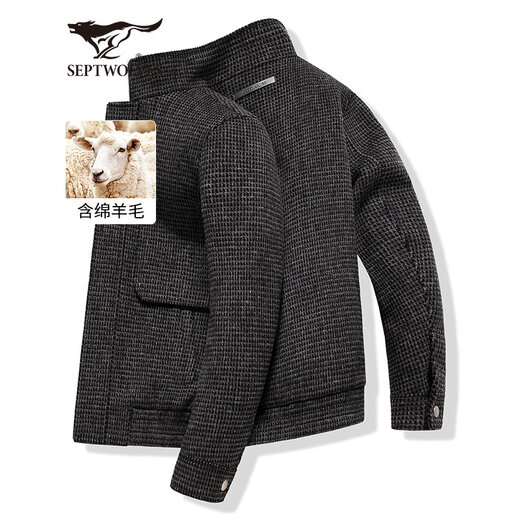 Sept vestes de loup collier masculin collier veste en laine d'hiver pour hommes en noir et blanc petit plaid en laine de vent de vent.