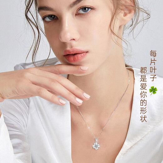 China Gold (CHINA GOLD) pt950 platinum necklace women's four-leaf clover platinum diamond pendant birthday gift for girlfriend and wife platinum diamond chain set/engraved