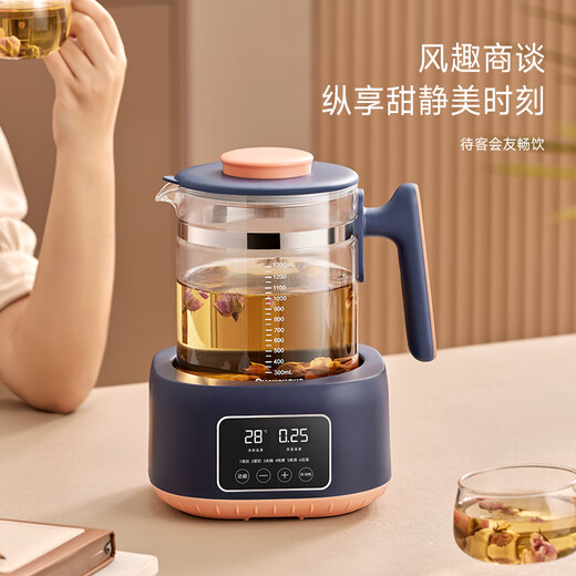 ZEMKON German health pot kettle glass kettle body constant temperature kettle electric kettle household milk regulator milk warmer office filter separated tea kettle 1.3L 304 steel + filter 1.3L - dark blue