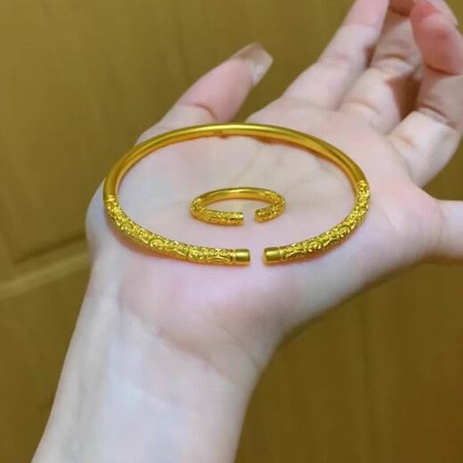 Kechu French Michelle gold hoop 18K gold bracelet women's open plain hoop bracelet fashion jewelry gold hoop bracelet